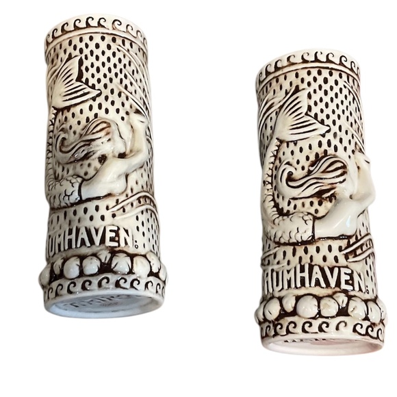 Pair Of Tiki Rob Ceramic Glazed Rumhaven Mermaid Pottery Vase - Picture 3 of 9